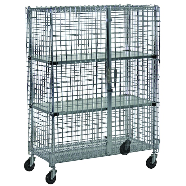 Security Cage, Mob, Solid Shlf-3, 24x36x69